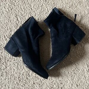Navy Suede Sock Ankle Boots